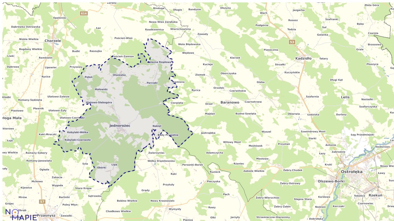 Mapa obszarów ochrony przyrody Jednorożca