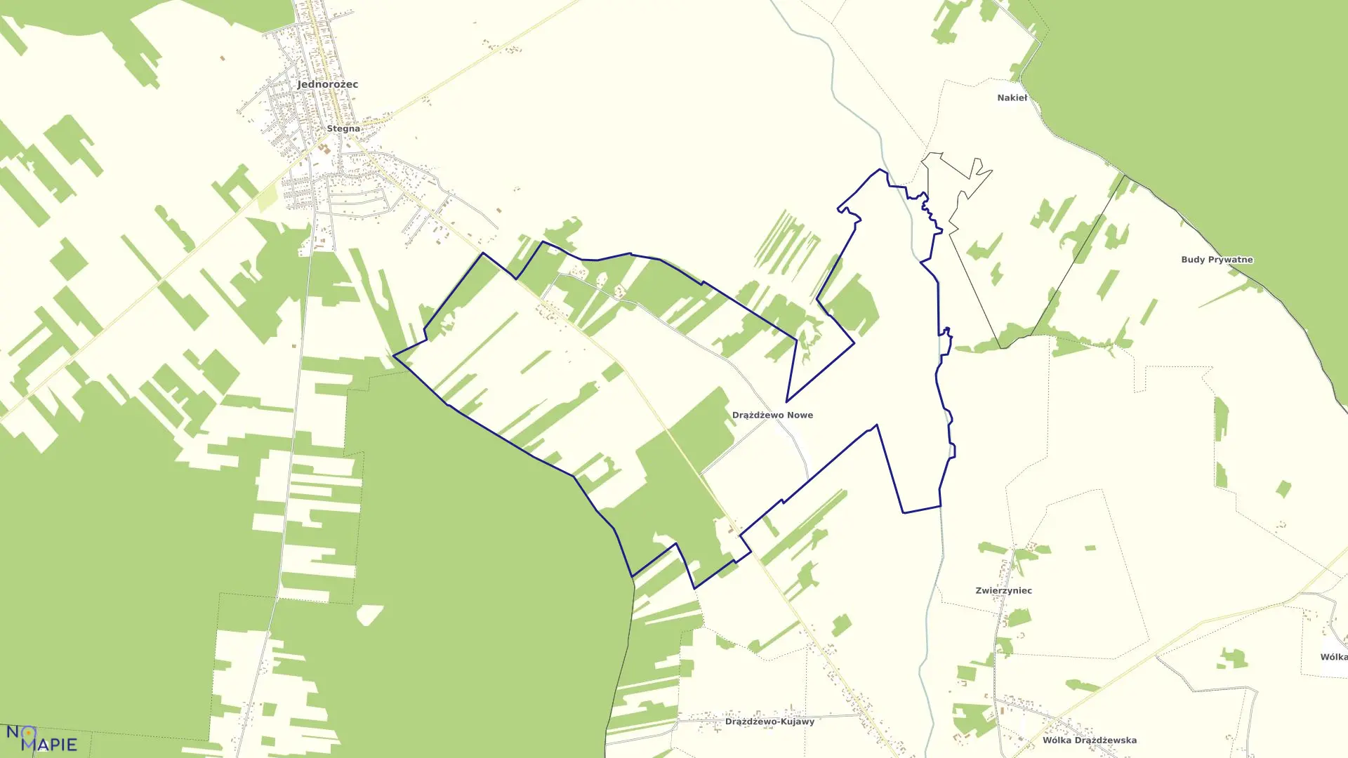 Mapa obrębu DRĄŻDŻEWO NOWE w gminie Jednorożec